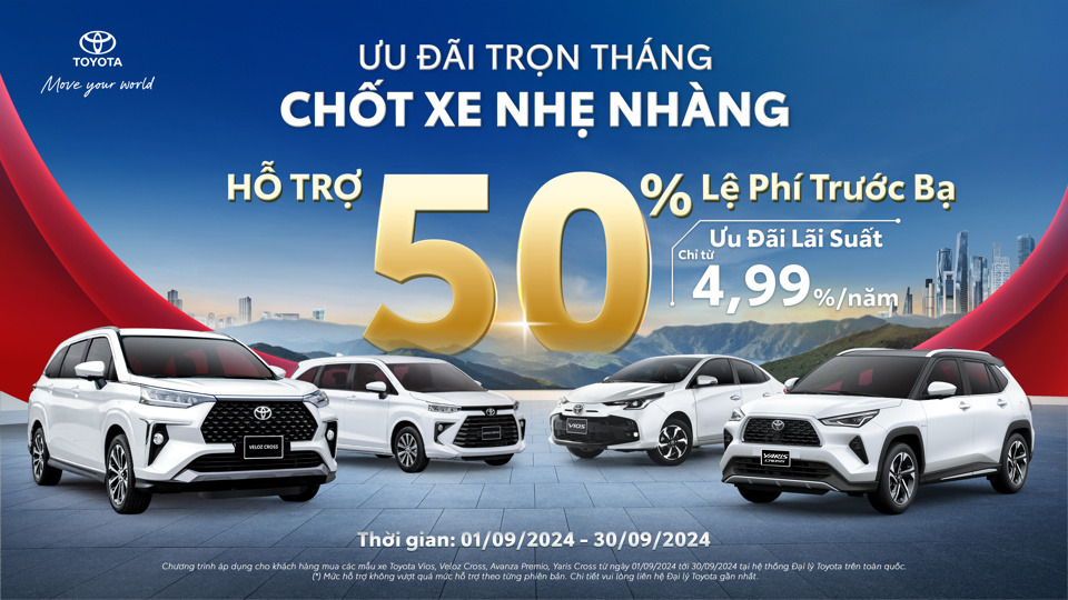 Chương tr&igrave;nh khuyến mại của Toyota trong th&aacute;ng 9/2024.